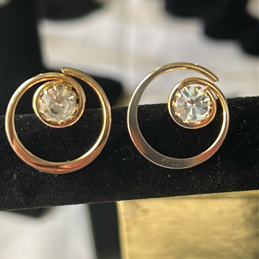 Gold Tone Crystal Earrings